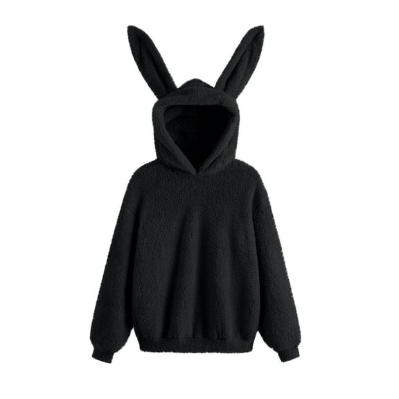 snilers Hoodie for Women 2024 Cute Bunny Ear Hooded Fuzzy Pullover Solid Color Sweatshirts Soft Comfy Fall Winter Warm Athletic Tops