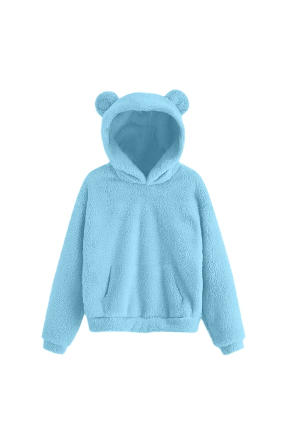 Hoodies for Girls Winter Warm Plush Fleece Hooded Pullover Sweatshirts Cute Fashion Long Sleeve Going Out Tops with Pocket Size 6-7Years