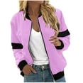 thumbnail image 1 of snilers Jackets for Women Long Sleeve Full Zip Up Bomber Jacket Solid Color Lightweight Fashion Casual Outerwear Workout Running Jacket, 1 of 4