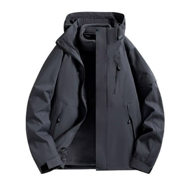 snilers Jackets for Women Long Sleeve Full Zip Up Fleece Lining Waterproof Windbreaker Detachable Hooded Baggy Solid Color Trench Coats with Pockets