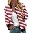 thumbnail image 1 of snilers Jackets for Women Long Sleeve Zip Up Bomber Jacket Striped Lightweight Trendy Casual Outerwear Workout Hiking Running Jacket with Pockets, 1 of 4