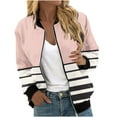 thumbnail image 1 of snilers Jackets for Women Long Sleeve Zip Up Bomber Jacket Striped Lightweight Trendy Casual Outerwear Workout Hiking Running Jacket with Pockets, 1 of 4