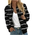 thumbnail image 1 of snilers Jackets for Women Long Sleeve Zip Up Bomber Jacket Striped Lightweight Trendy Casual Outerwear Workout Hiking Running Jacket with Pockets, 1 of 4