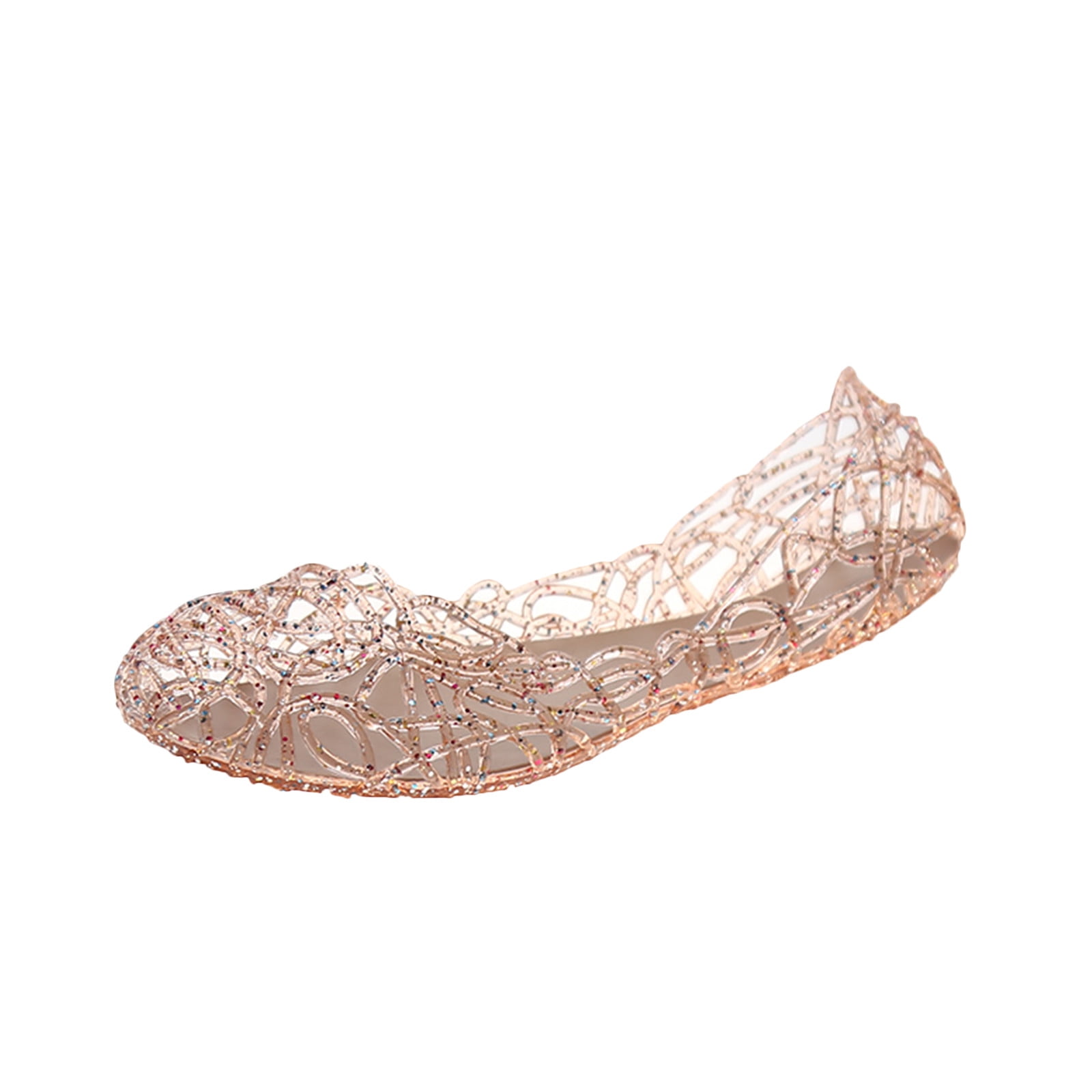 Women's Jelly Mesh Ballet Flats - Clear Comfortable Closed Toe Sandals For Summer, Beach & Casual Wear