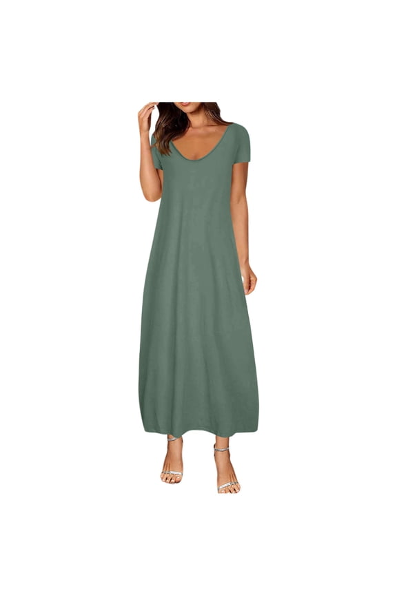 snilers Jumper Dress for Women Adjustable Straps Sleeveless Wide Hemline Long Dress Loose Square Neck Midi Bib Overall Dress with Pockets