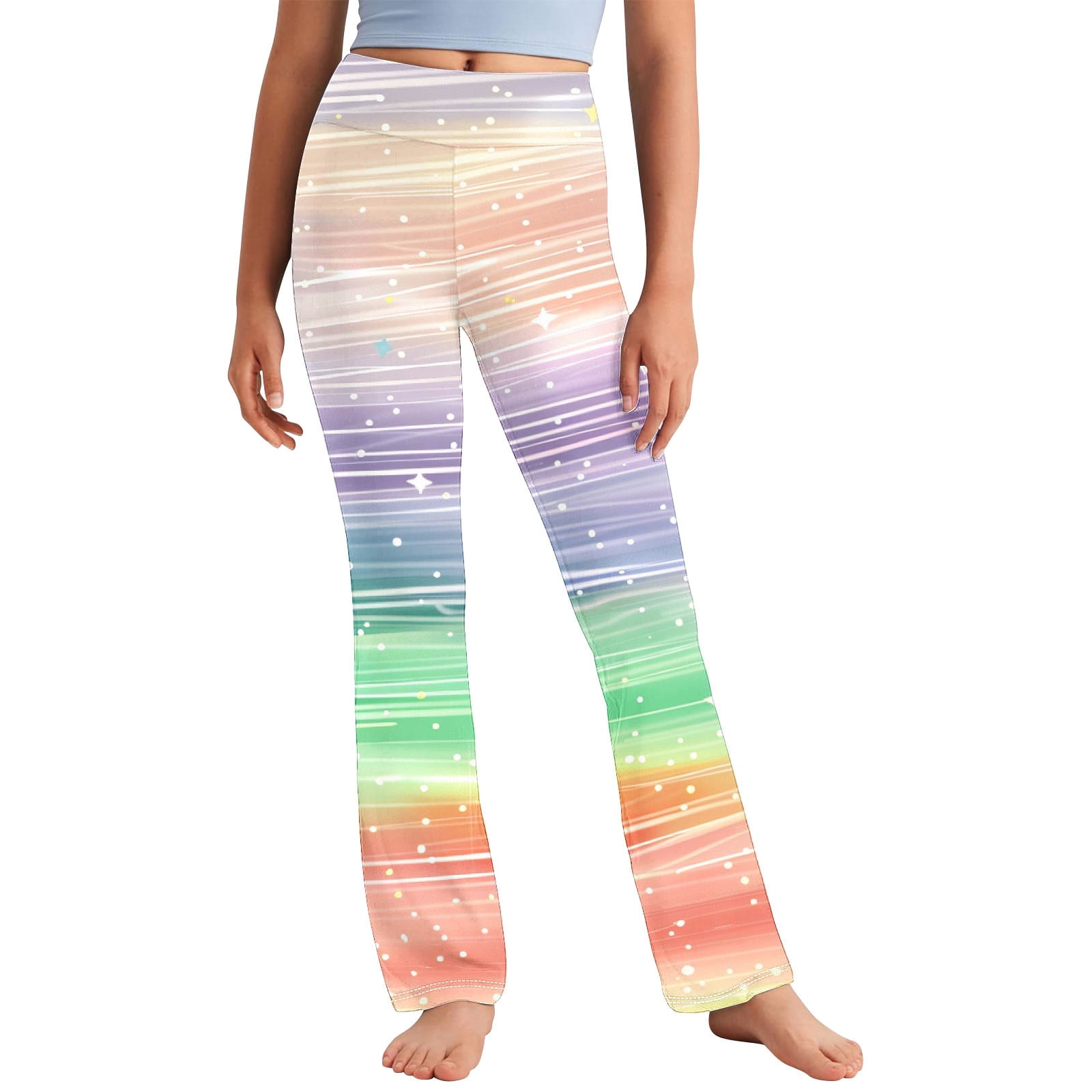 snilers Kids Girls Flare Leggings Tie Dye Tummy Control Elastic High ...