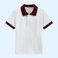 thumbnail image 1 of snilers Kids Short Sleeve Golf Shirts Boys Girls Summer School Uniform Color Block Button Collared Soft Cotton Shirt 3-15 Years, 1 of 4