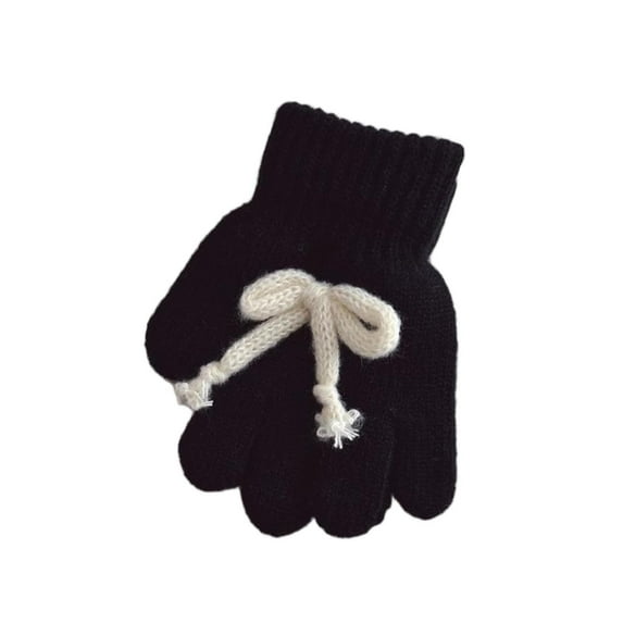 snilers Kids Winter Gloves Cute Fashion Bowknot Knitted Mittens Soft Comfy Warm Winter Gloves for Outdoor Cold Weather Size 3-11 Years Free Size
