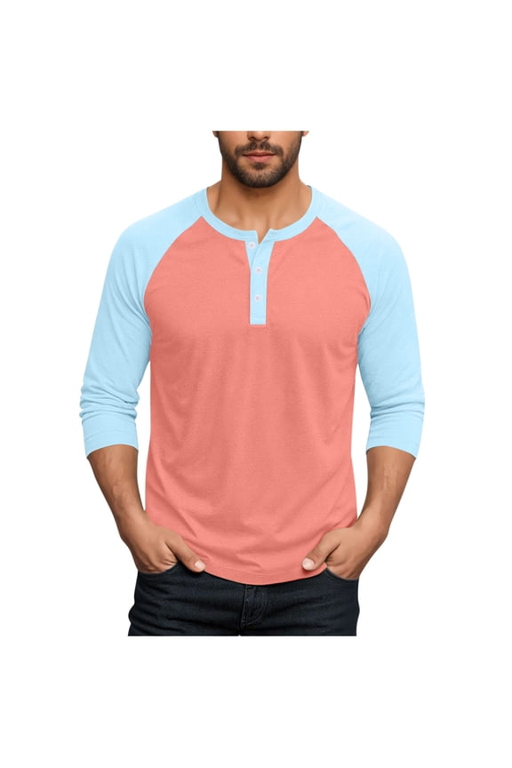 Long Sleeve Shirts for Men Plus Size Henley Shirt Casual Raglan Jersey Baseball Tees Athletic Workout Tops