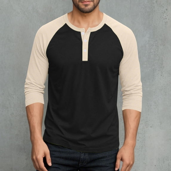 snilers Long Sleeve Shirts for Men Plus Size Henley Shirt Casual Raglan Jersey Baseball Tees Athletic Workout Tops