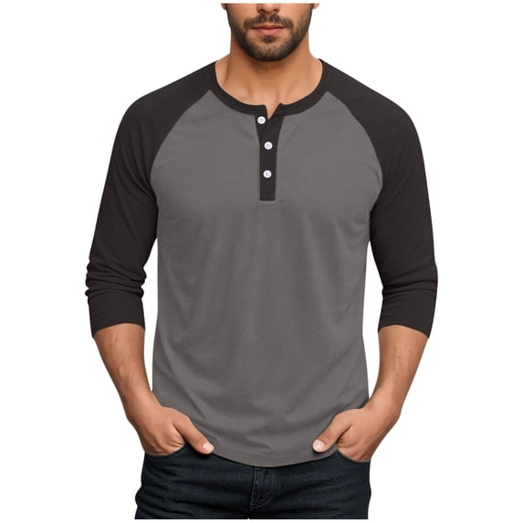 snilers Long Sleeve Shirts for Men Plus Size Henley Shirt Casual Raglan Jersey Baseball Tees Athletic Workout Tops