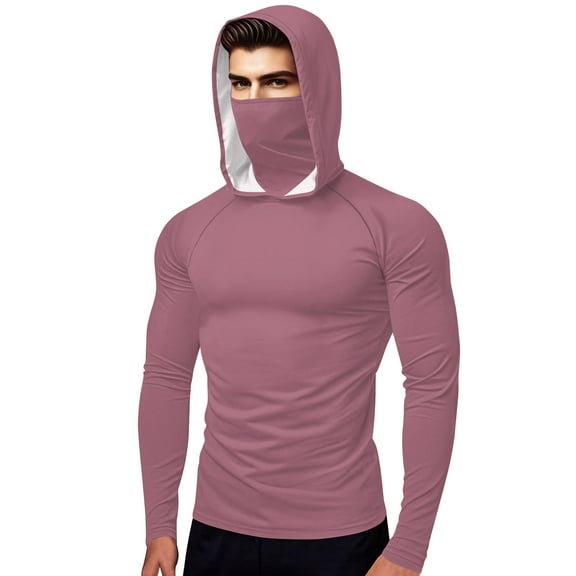 snilers Long Sleeve Shirts for Men Plus Size Hoodies Tops Sun Protection Shirt with Mask Lightweight Hiking Fishing Hooded Blouses