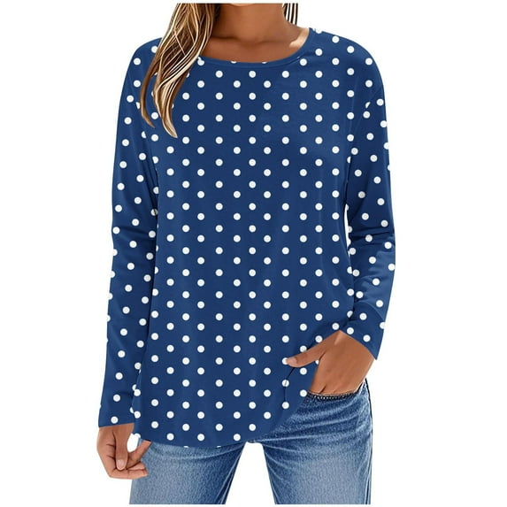 snilers Long Sleeve Shirts for Women Dressy Casual Blouses Solid Color Round Neck Graphic Tees Loose Tunic Tops Fall Outfits