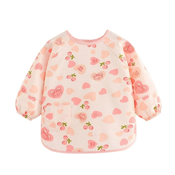 snilers Long Sleeved Bibs for Baby Girl Reversible Waterproof Bib with Sleeves Fall Winter Clothing Stain Resistance Smock Pullover Tops Size 100