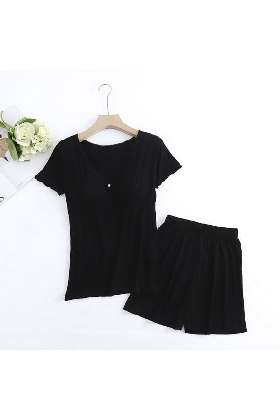 Maternity Clothes Short Sleeve Shirts Shorts Pregnancy Nursing Pajamas Sets Sleepwear Lounge 2 Piece Outfits Set M-2XL