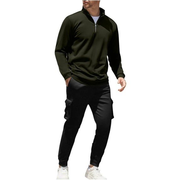 snilers Men Sweatsuits Sets Fashion Solid Quarter Zip Pullover Sweatshirt and Jogger Pants Matching Lounge Sets Fall Winter Tracksuit 2 Piece Outfits S