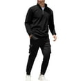 thumbnail image 1 of snilers Men Sweatsuits Sets Fashion Solid Quarter Zip Pullover Sweatshirt and Jogger Pants Matching Lounge Sets Fall Winter Tracksuit 2 Piece Outfits XXXL, 1 of 4