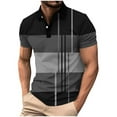 thumbnail image 1 of snilers Men's Golf Shirt Collared Button Down Shirt Short Sleeve Color Block Stripes Work Casual Pullover Summer Athletic Tops, 1 of 4