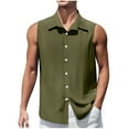 thumbnail image 1 of snilers Men's Sleeveless Shirts Button Up Lapel Tank Tops Solid Color Casual Summer Beach Tops Breathable Relaxed Fitted Multicolour, 1 of 7