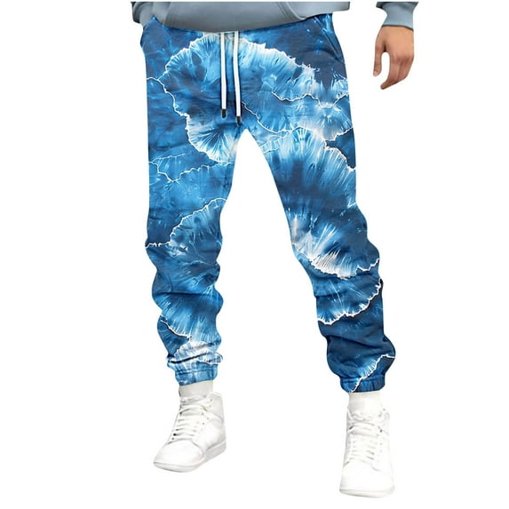 snilers Men's Tie-dye Sweatpants Fleece Elastic Waist Drawstring Tapered Athletic Trousers Workout Gym Joggers Hiking Pants with Pocket 2024