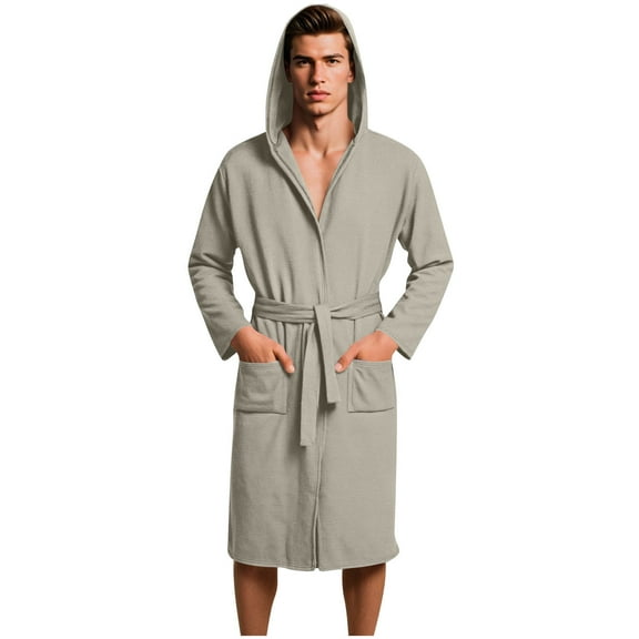 snilers Mens Bathrobe Casual Loose Long Sleeve Spa Robe Fall Winter Clothing Soft Comfy Lightweight Pajamas Loungewear with Pockets