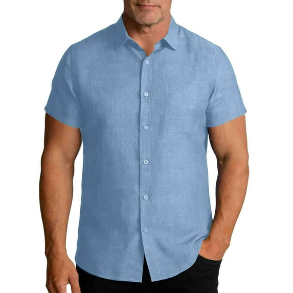 snilers Mens Button Down Shirts Casual Short Sleeve Collared V Neck Summer Tops Hawaiian Beach Vacation Shirt with Pocket S-4XL