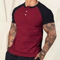 thumbnail image 1 of snilers Mens Casual Henley Shirt Raglan Long Sleeve Button Crewneck Baseball Tees Color Block Slim Fit Workout T Shirts S-2XL, 1 of 6