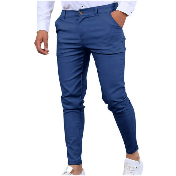 snilers Mens Dress Pants Elastic Waist Straight Leg Classic Fit Flat Front Golf Pants Solid Color Wrinkle Free Formal Business Work Pants
