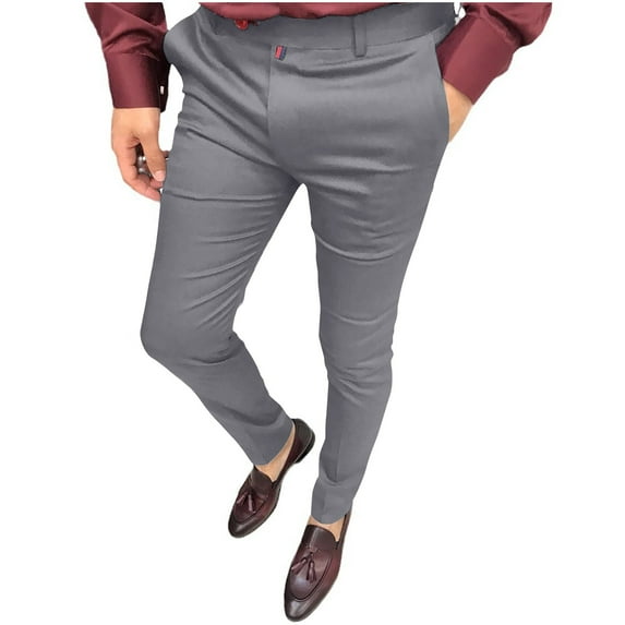 snilers Mens Dress Pants Elastic Waist Straight Leg Classic Fit Flat Front Golf Pants Solid Color Wrinkle Free Formal Business Work Pants
