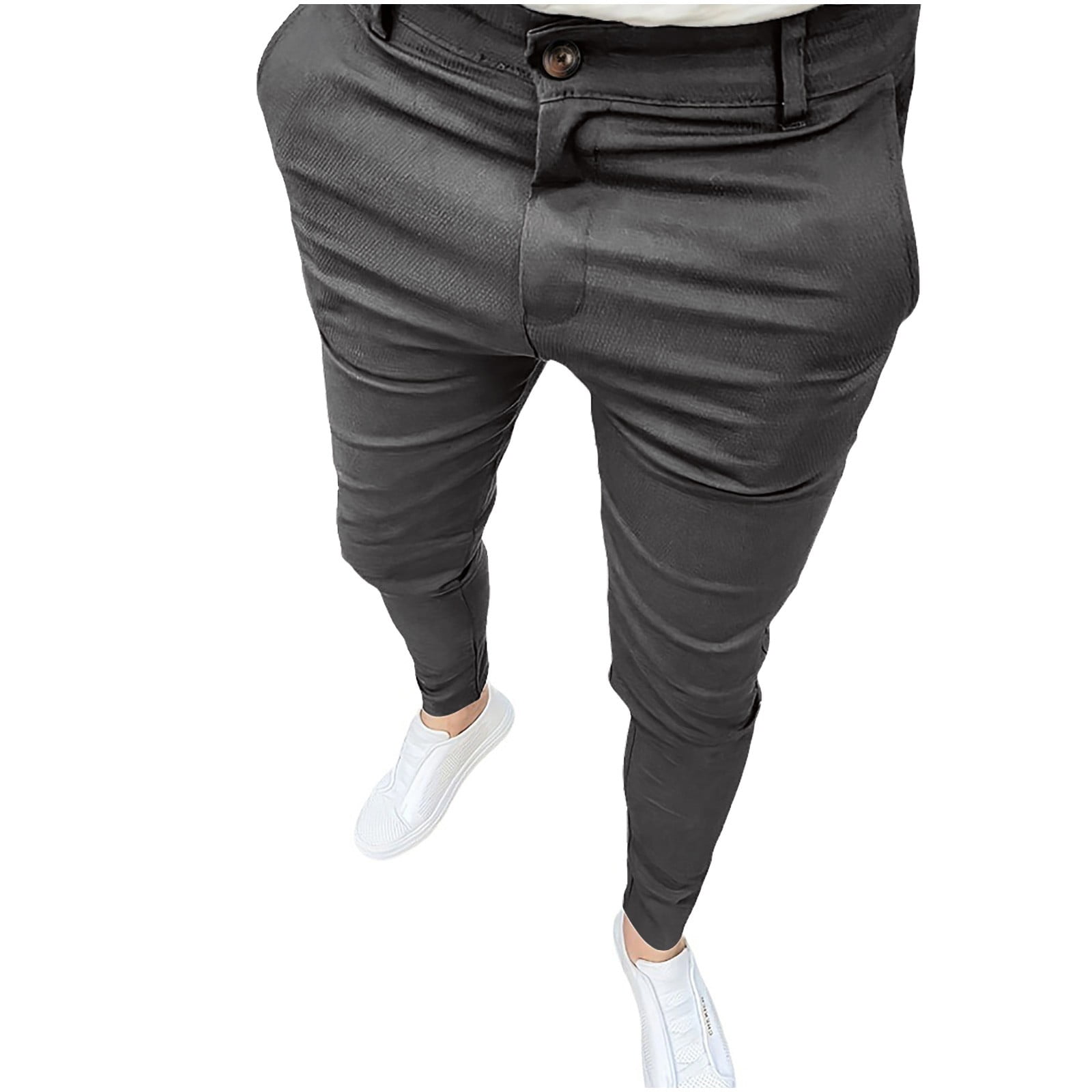 Modern Fit Office Pants Men's Slim Fit Dress Pants - Straight Leg, Elastic  Waistband, Machine Washable Wrinkle Free Dress Pants Men