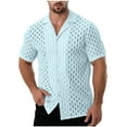 thumbnail image 1 of snilers Mens Floral Lace Shirt Short Sleeve Hollow Out Sheer Button Down Casual Shirts Breathable Summer Beach Tops, 1 of 7