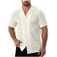 thumbnail image 1 of snilers Mens Floral Lace Shirt Short Sleeve Hollow Out Sheer Button Down Casual Shirts Breathable Summer Beach Tops, 1 of 7
