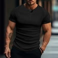 thumbnail image 1 of snilers Mens Henley Shirts Short Sleeve Crewneck Button Up Ribbed Texture Shirt Casual Summer Slim Fit Workout Tops S-3XL, 1 of 6