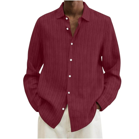 snilers Mens Linen Shirts Button Down Long Sleeve Lapel Blouses Striped Casual Work Shirt Lightweight Beach Shirts for Streetwear