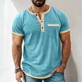 thumbnail image 1 of snilers Mens Muscle Henley Shirts Color Block Lightweight Workout T-Shirt Gym Tees Athletic Short Sleeve Shirt with Pocket M-4XL, 1 of 5