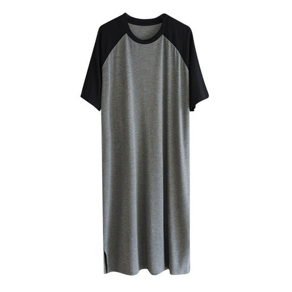 snilers Mens Nightshirts Crew Neck Short Sleeve Sleepshirts Color Block Casual Nightgown Loose Plus Size Pajama Sleepwear