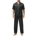 thumbnail image 1 of snilers Mens Pajamas Set Short Sleeve Shirts and Pants 2 Piece Outfits Satin Silky Sleepwear Button Down Loungewear with Long Pants Lounge Sets, 1 of 5