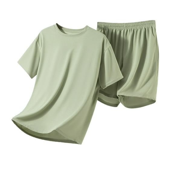 snilers Mens Pajamas Set Short Sleeve T-shirts and Shorts 2 Piece Outfits Summer Pjs Sets Lightweight Loose Lounge Set with Pockets