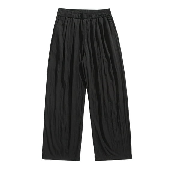snilers Mens Pants Elastic Waist Straight Wide Leg Pajama Pants Solid Color Baggy Trousers Slouchy Fit Lounge Pants