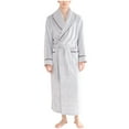 thumbnail image 1 of snilers Mens Robe Fall Winter Warm Flannel Bathrobes Casual Loose Nightgowns Fashion Solid Color Long Sleeve Shawl Collar Pajamas with Pockets, 1 of 8