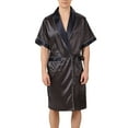 thumbnail image 1 of snilers Mens Robe Short Sleeve Sleepshirts Silky Satin Pajamas Sleepwear Summer Lightweight Kimono Bathrobe with Pockets, 1 of 5