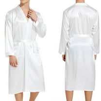 snilers Mens Satin Robe Long Sleeve Silk Nightgown V Neck Kimono Bathrobe Casual Trendy Sleepwear Loungewear