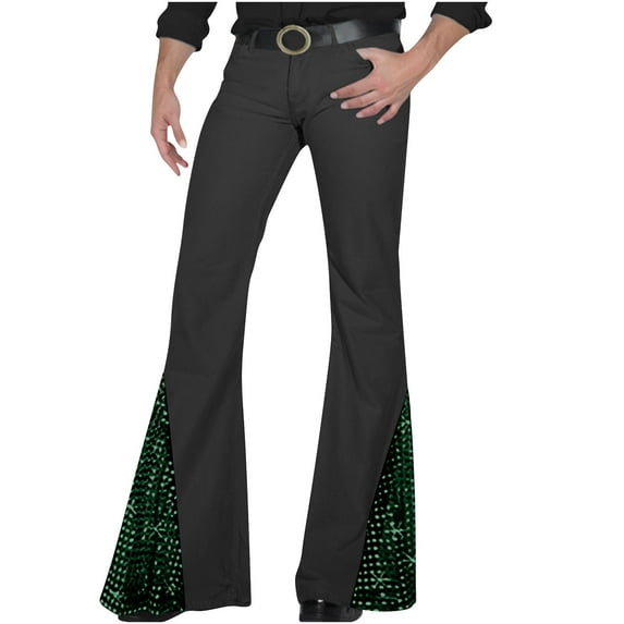 snilers Mens Sequin Disco Bell Bottom Pants Fashion Flared Pants Slim Fitted Vintage Costume Casual Classic Trousers