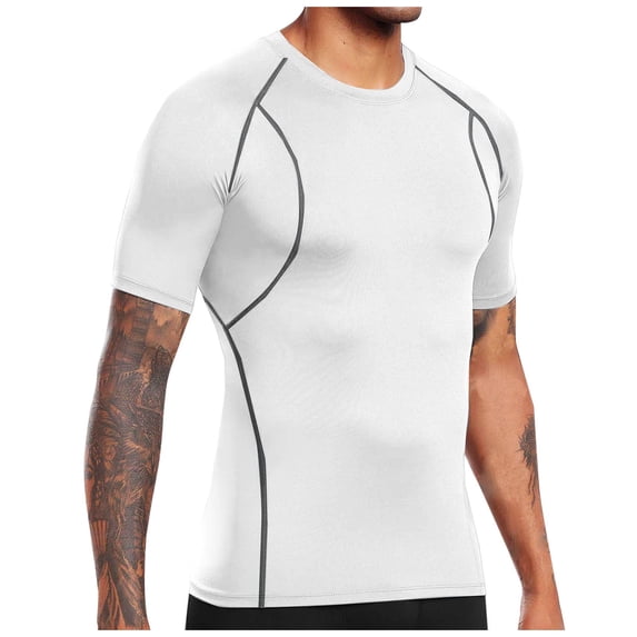 snilers Mens Shirt Short Sleeve Stretch Gym Top Workout Muscle T-Shirt Athletic Base Layer Sport Undershirt