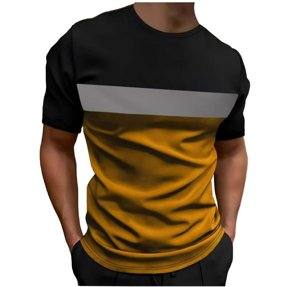 snilers Mens Short Sleeve T-Shirts Stylish Color Block Athletic Tees Lightweight Crew Neck Summer Tops Outdoor Loungewear Blouses