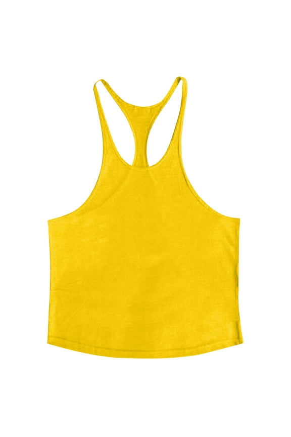Mens Stringer Tank Tops Y-Back Bodybuilding Muscle Sleeveless T-Shirts Casual Trendy Summer Vest Solid Color Blouses