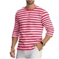 thumbnail image 1 of snilers Mens Striped Shirts Soft 3/4 Length Sleeve T-Shirt Crewneck Cotton Blend Stripes Top Spring Summer Casual Tee L, 1 of 6