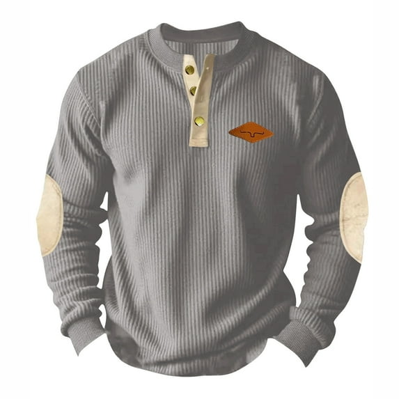 snilers Mens Sweatshirt Casual Vintage Corduroy Long Sleeve Henley Shirts Fall Winter Clothing 1/4 Button Up Pullover Sweaters