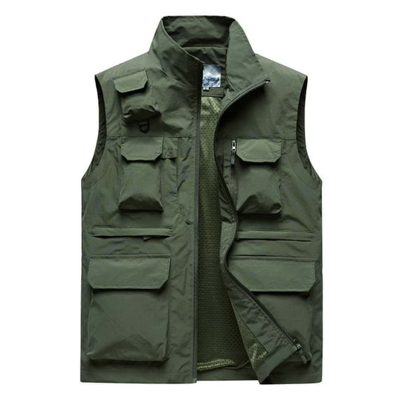 snilers Mens Vest Zipper Sleevless Shirts Golf Lightweight Vest Coats Fishing Travel Vest with Multi-Pocket