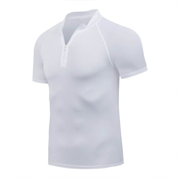 snilers Mens Workout Shirts Quick Dry Performance Quarter Zip Pullover Mock Neck Short Sleeve Athletic Running Gym T-Shirts S-3XL